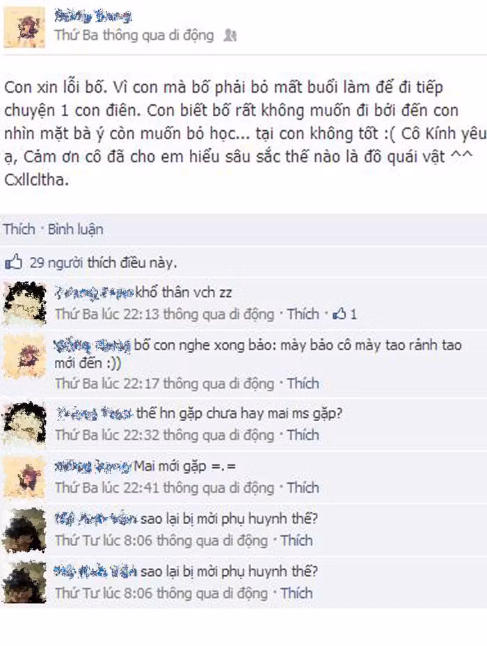 Ảnh chụp từ Facebook nữ sinh chửi giáo viên