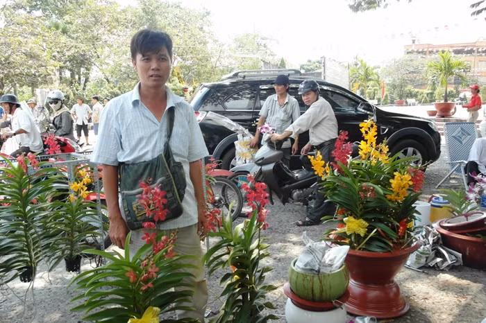 Anh Chiến đứng trước những chậu lan "ế" nói: "Tui đang chuẩn bị dọn dẹp, về Long An cúng ông bà. Bán buôn chán quá, thưa thớt người mua quá". Cách đây vài ngày, một chậu lan thế này có giá khoảng 300 ngàn, chỉ còn vài tiếng đồng hồ nữa là giao thừa, anh Chiến "cắn răng" giảm giá xuống còn 150 ngàn, hy vọng có người mua. Anh Chiến đứng trước những chậu lan "ế" nói: "Tui đang chuẩn bị dọn dẹp, về Long An cúng ông bà. Bán buôn chán quá, thưa thớt người mua quá". Cách đây vài ngày, một chậu lan thế này có giá khoảng 300 ngàn, chỉ còn vài tiếng đồng hồ nữa là giao thừa, anh Chiến "cắn răng" giảm giá xuống còn 150 ngàn, hy vọng có người mua.