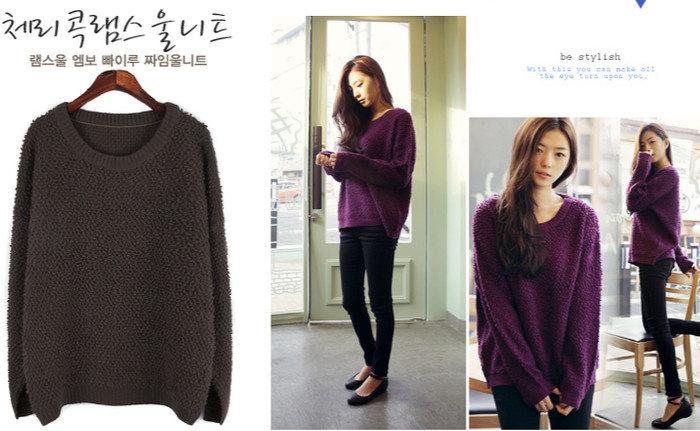 Mẫu len xù cổ tròn gam màu tối sẽ tôn làn da trắng của bạn gái, tóc xõa một bên khi diện áo len này làm bạn nữ tính và gợi cảm hơn. Mẫu len xù cổ tròn gam màu tối sẽ tôn làn da trắng của bạn gái, tóc xõa một bên khi diện áo len này làm bạn nữ tính và gợi cảm hơn.