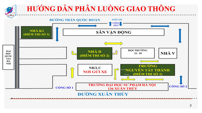 Sơ đồ các điểm thi. Ảnh: Website nhà trường Sơ đồ các điểm thi. Ảnh: Website nhà trường