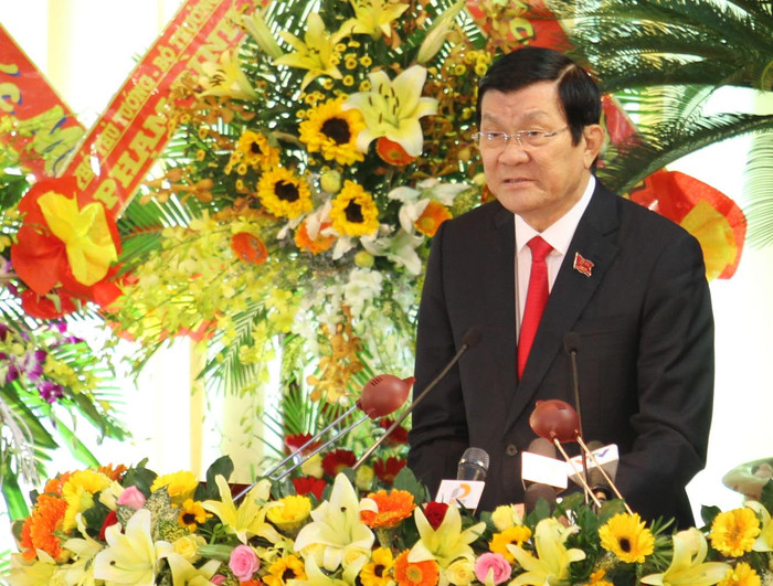 Chủ tịch nước Trương Tấn Sang phát biểu tại Đại hội. Ảnh Thùy Linh Chủ tịch nước Trương Tấn Sang phát biểu tại Đại hội. Ảnh Thùy Linh