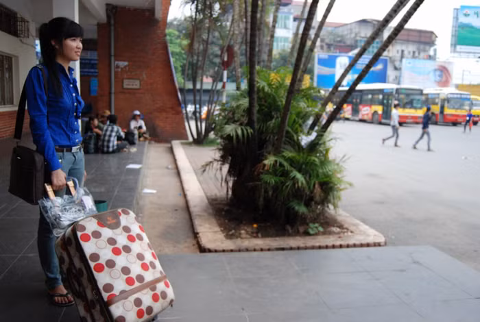 Thí sinh này một mình đi thi.