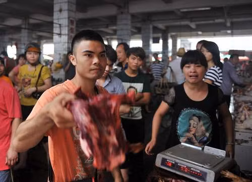 Giao dịch mua bán thịt chó tấp nập