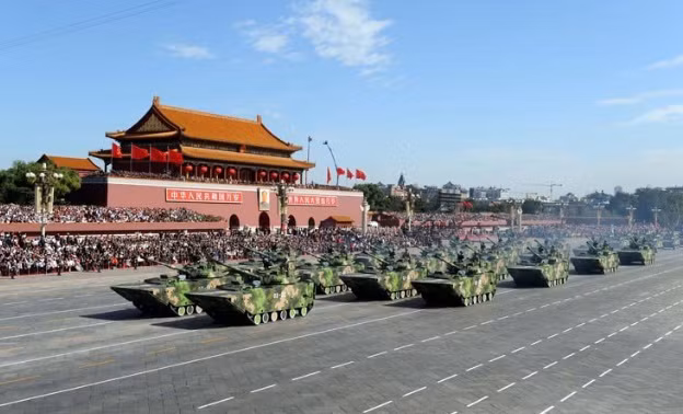 Lực lượng chiến xa lội nước hải quân Trung Quốc tham gia lễ duyệt binh mừng quốc khánh