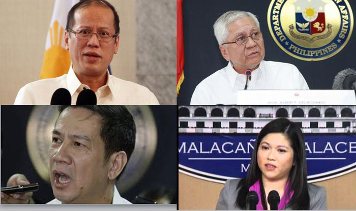 Trong đấu tranh ngoại giao với Trung Quốc xung quanh vụ Scarborough, từ Tổng thống, Ngoại trưởng cho đến người phát ngôn Bộ Ngoại giao và Phó phát ngôn viên Phủ tổng thống Philippines đều phản ứng Trong đấu tranh ngoại giao với Trung Quốc xung quanh vụ Scarborough, từ Tổng thống, Ngoại trưởng cho đến người phát ngôn Bộ Ngoại giao và Phó phát ngôn viên Phủ tổng thống Philippines đều phản ứng