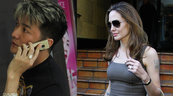 Ngày 13.4 vừa qua, minh tinh Brad Pitt đã tặng cho người vợ sắp cưới của mình, minh tinh Angenlina Jolie chiếc nhẫn nạm kim cương, có khối lượng khoảng 16 carat, xem như món quà đính hôn. Theo nhiều tờ báo tiếng Anh, chiếc nhẫn này được chính Brad Pitt vẽ kiểu và thời gian chế tác kéo dài gần 1 năm ròng. Cộng đồng mạng thế giới đang lan truyền hình ảnh chiếc nhẫn trị giá 500.000 USD này.
