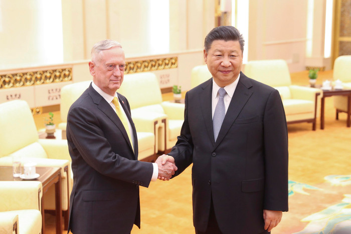 Bộ trưởng Quốc phòng Mỹ James Mattis và Chủ tịch Trung Quốc Tập Cận Bình, ảnh: Time / Getty Images. Bộ trưởng Quốc phòng Mỹ James Mattis và Chủ tịch Trung Quốc Tập Cận Bình, ảnh: Time / Getty Images.