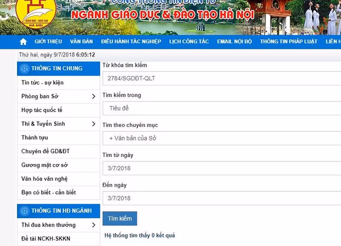Ảnh chụp màn hình kết quả tìm kiếm công văn 2784/SGDĐT-QLT trên website Sở Giáo dục và Đào tạo Hà Nội. Kết quả là con số 0, nhưng nhiều tờ báo đã có trong tay công văn này khi người nhận, Trường Trung học cơ sở và Trung học phổ thông Lương Thế Vinh còn chưa biết mặt ngang mũi dọc nó ra sao. Ảnh chụp màn hình kết quả tìm kiếm công văn 2784/SGDĐT-QLT trên website Sở Giáo dục và Đào tạo Hà Nội. Kết quả là con số 0, nhưng nhiều tờ báo đã có trong tay công văn này khi người nhận, Trường Trung học cơ sở và Trung học phổ thông Lương Thế Vinh còn chưa biết mặt ngang mũi dọc nó ra sao.
