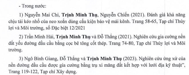 Danh mục một số bài báo khoa học bằng tiếng Việt (tạp chí khoa học trong nước) được Giáo sư Trịnh Minh Thụ công bố trong thời gian gần đây. Ảnh chụp màn hình thaythu1.JPG