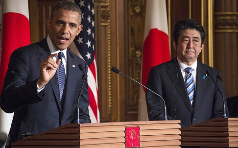 Tổng thống Mỹ Barack Obama và Thủ tướng Nhật Bản Shinzo Abe. Tổng thống Mỹ Barack Obama và Thủ tướng Nhật Bản Shinzo Abe.