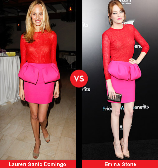 Cùng một kiểu váy, nhưng Emma cực ăn điểm, còn Lauren trông xấu tệ vì lộ thân hình cò hương không đường cong quyến rũ. Cùng một kiểu váy, nhưng Emma cực ăn điểm, còn Lauren trông xấu tệ vì lộ thân hình cò hương không đường cong quyến rũ.