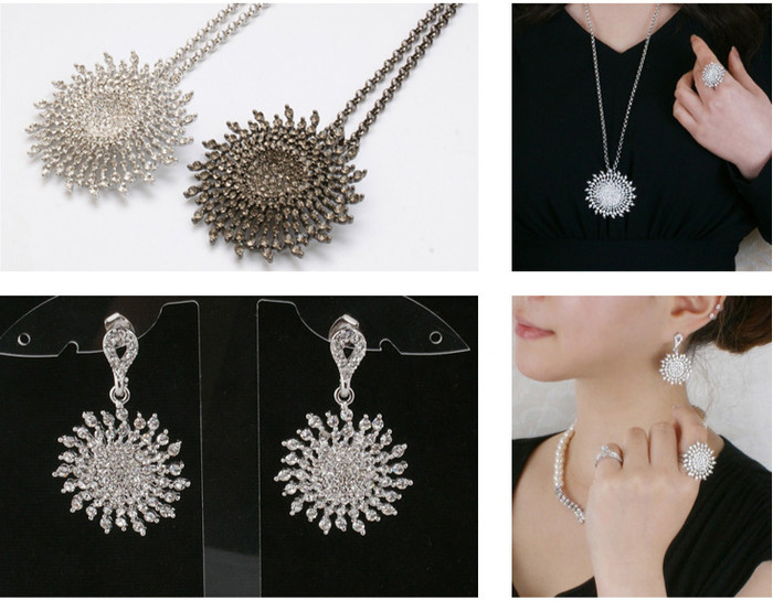 Bạn sẽ trở thành bông hoa xinh đẹp khi đeo bộ trang sức tuyệt đẹp này, kiểu trang trí như bông hoa mặt trời thật tinh tế và bắt mắt bạn nhỉ! Bạn sẽ trở thành bông hoa xinh đẹp khi đeo bộ trang sức tuyệt đẹp này, kiểu trang trí như bông hoa mặt trời thật tinh tế và bắt mắt bạn nhỉ!