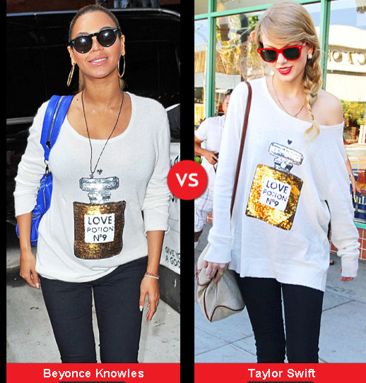 Hai giọng ca đẹp của làng âm nhạc đều thật trẻ trung và năng động với chiếc áo phông in hình lọ nước hoa, nhưng Taylor sexy hơn đôi chút với kiểu để lệch vai trần. Hai giọng ca đẹp của làng âm nhạc đều thật trẻ trung và năng động với chiếc áo phông in hình lọ nước hoa, nhưng Taylor sexy hơn đôi chút với kiểu để lệch vai trần.