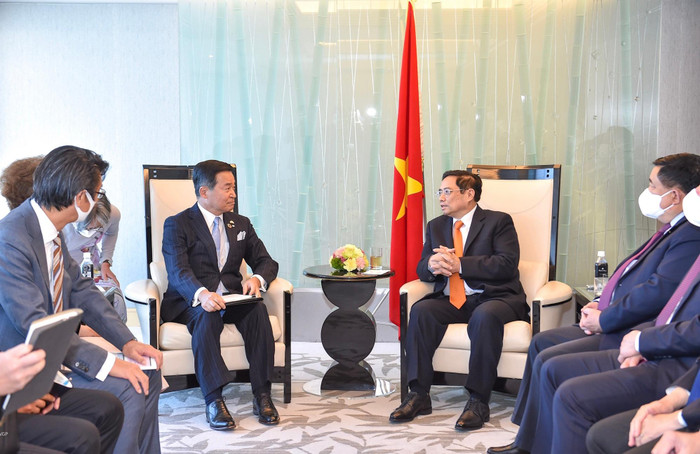 Thủ tướng hoan nghênh Tập đoàn Sumitomo đầu tư vào các lĩnh vực liên quan đến việc làm, y tế, giáo dục, kinh tế xanh, chống biến đổi khí hậu. Ảnh: VGP/Nhật Bắc