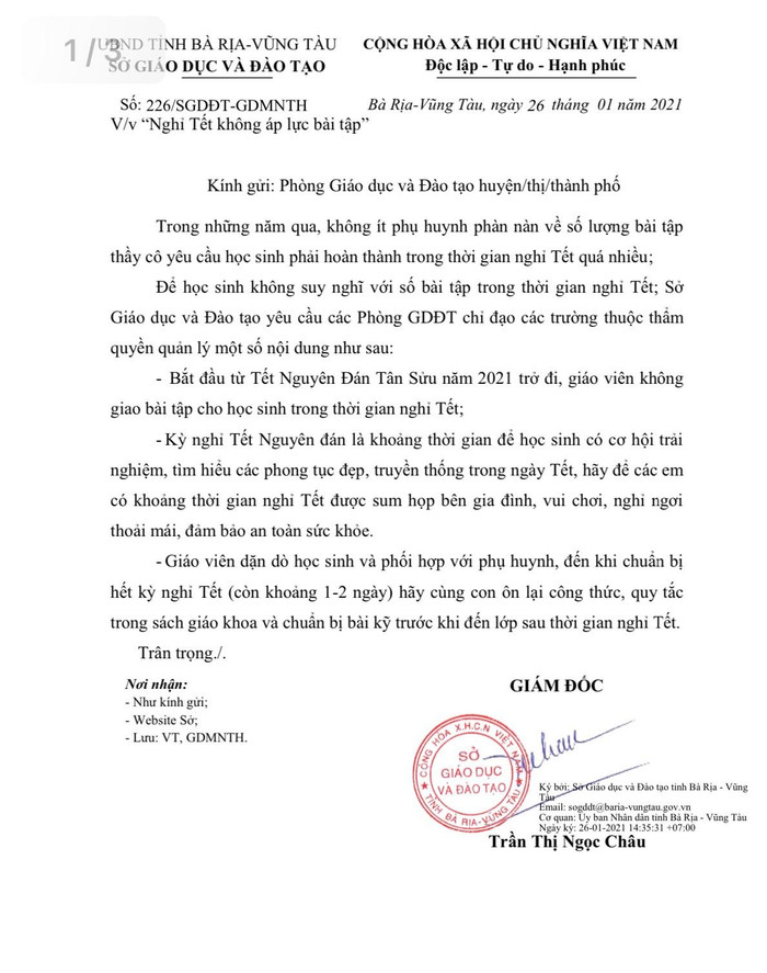 Công văn của Sở Giáo dục và Đào tạo Bà Rịa - Vũng Tàu Công văn của Sở Giáo dục và Đào tạo Bà Rịa - Vũng Tàu