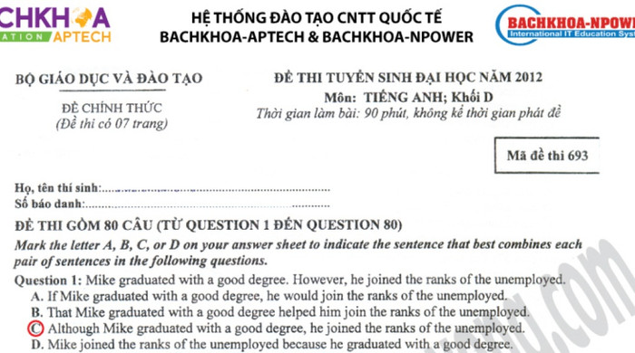 XEM ĐÁP ÁN MÔN TOÁN KHỐI D 2012 - XEM ĐÁP ÁN MÔN VĂN KHỐI D 2012 XEM ĐÁP ÁN MÔN TOÁN KHỐI D 2012 - XEM ĐÁP ÁN MÔN VĂN KHỐI D 2012
