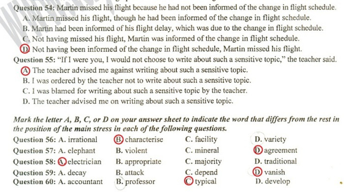 XEM ĐÁP ÁN MÔN TOÁN KHỐI D 2012 - XEM ĐÁP ÁN MÔN VĂN KHỐI D 2012 XEM ĐÁP ÁN MÔN TOÁN KHỐI D 2012 - XEM ĐÁP ÁN MÔN VĂN KHỐI D 2012