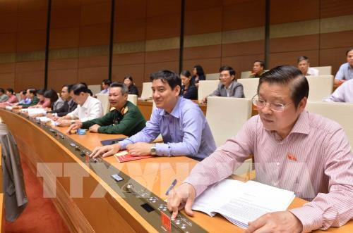 Các đại biểu tiến hành biểu quyết. Ảnh: TTXVN Các đại biểu tiến hành biểu quyết. Ảnh: TTXVN