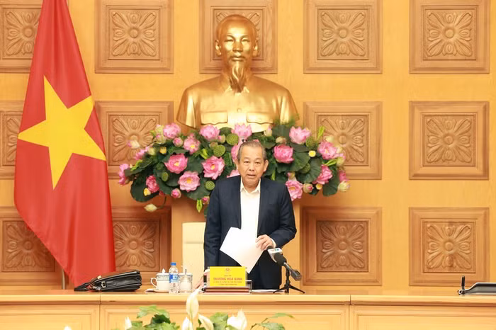 Phó Thủ tướng Thường trực Chính phủ Trương Hòa Bình phát biểu. Ảnh: VGP