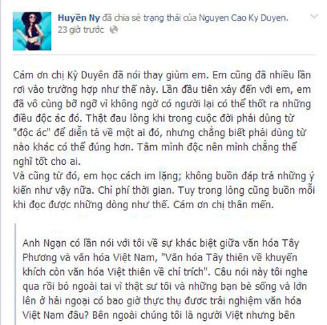 Lời chia sẻ của MC Huyền Ny Lời chia sẻ của MC Huyền Ny