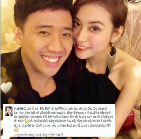 Trấn Thành và Mai Hồ bày tỏ sự đồng tình trên trang cá nhân Trấn Thành và Mai Hồ bày tỏ sự đồng tình trên trang cá nhân
