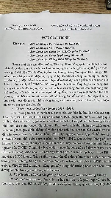 Đơn giải trình của bà Hiệu trưởng (Ảnh: Lại Cường) Đơn giải trình của bà Hiệu trưởng (Ảnh: Lại Cường)