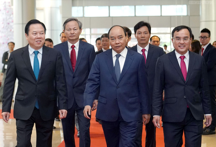 Thủ tướng Nguyễn Xuân Phúc dự Hội nghị tổng kết công tác năm 2019, triển khai nhiệm vụ năm 2020 của Tập đoàn Điện lực Việt Nam (EVN). Ảnh: VGP