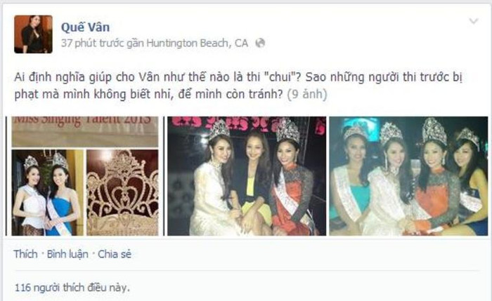 Quế Vân thắc mắc trên trang cá nhân Facebook