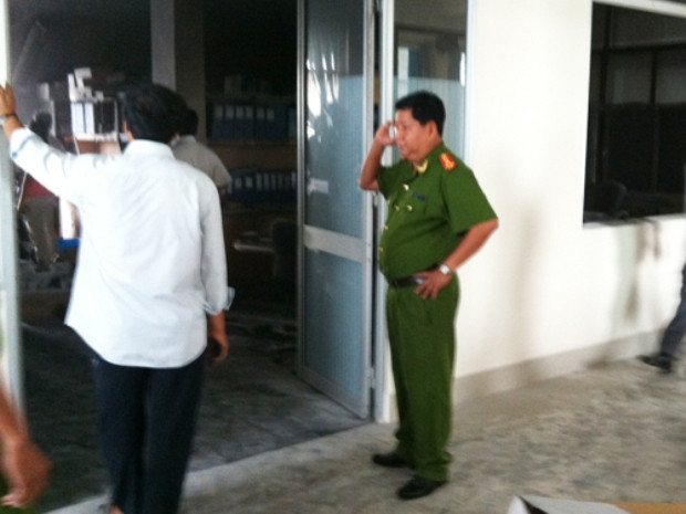 Phòng vi tính, nơi phát ra đám cháy ở kho bạc nhà nước . Ảnh Người lao động