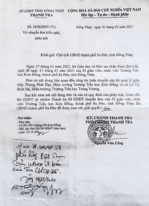 Sở Giáo dục và Đào tạo Đồng Tháp chuyển đơn của tập thể, giáo viên tiểu học Kim Đồng. Sở Giáo dục và Đào tạo Đồng Tháp chuyển đơn của tập thể, giáo viên tiểu học Kim Đồng.