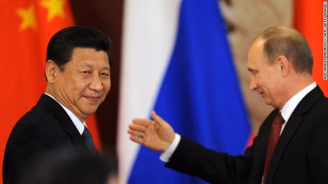 Chủ tịch Trung Quốc Tập Cận Bình và Tổng thống Nga Vladimir Putin. Ảnh: CNN.