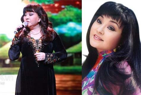 Hương Lan của ngày xưa và trong live show của Quang Lê tại Hà Nội vào tháng 1 năm nay.