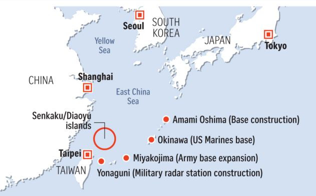 Hệ thống một số căn cứ tên lửa Nhật Bản ở Hoa Đông, ảnh: The Straits Times. Hệ thống một số căn cứ tên lửa Nhật Bản ở Hoa Đông, ảnh: The Straits Times.