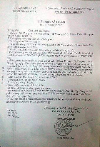 Giấy phép xây dựng được cấp là vậy, thế nhưng chủ đầu tư lại cố tình làm sai.