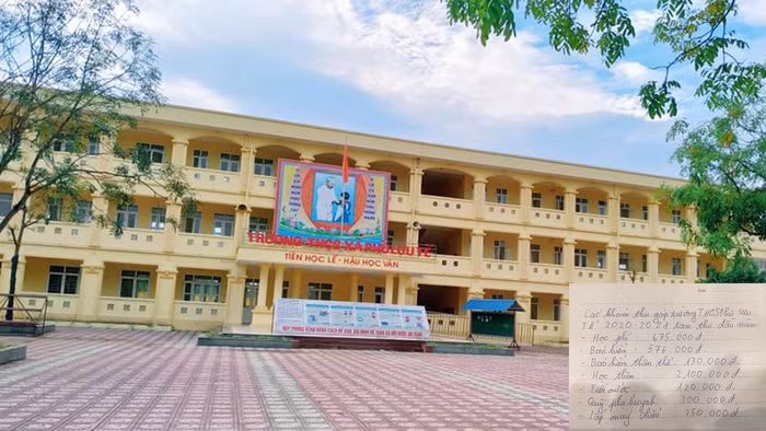 "Nhà trường nói tự nguyện nhưng sao phụ huynh lại được thông báo là đóng 300.000 đồng/học sinh với khoản quỹ phụ huynh, 250.000 đồng/ học sinh tiền lắp camera", một phụ huynh trường Trung học cơ sở Phù Lưu Tế nói. Các khoản thu phụ huynh ghi chép đượ ra giấy. Ảnh: PHCC