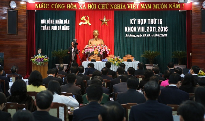 Kỳ họp thứ 15 HĐND TP Đà Nẵng khóa VIII, nhiệm kỳ 2011-2016. Ảnh Thùy Linh