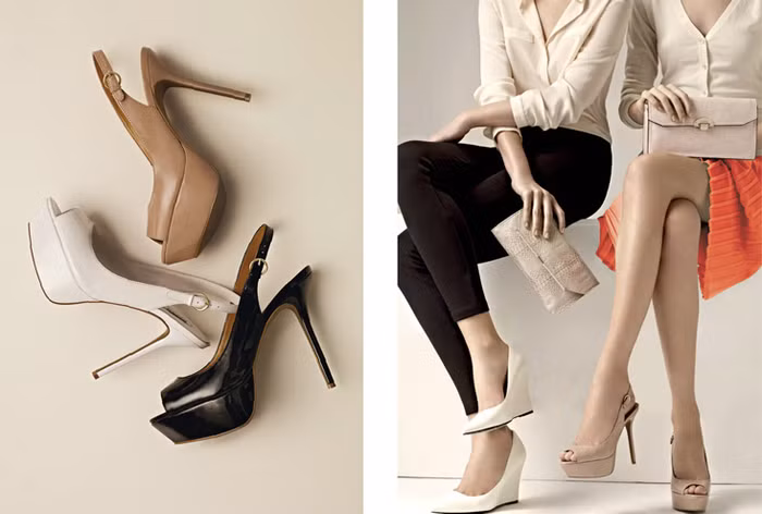 Những đôi giày cao gót dáng cao trước cao sau vẫn được ưa chuộng, nó sẽ tôn dáng người mặc rất nhiều và khiến thời trang của Mango cũng bắt mắt hơn.