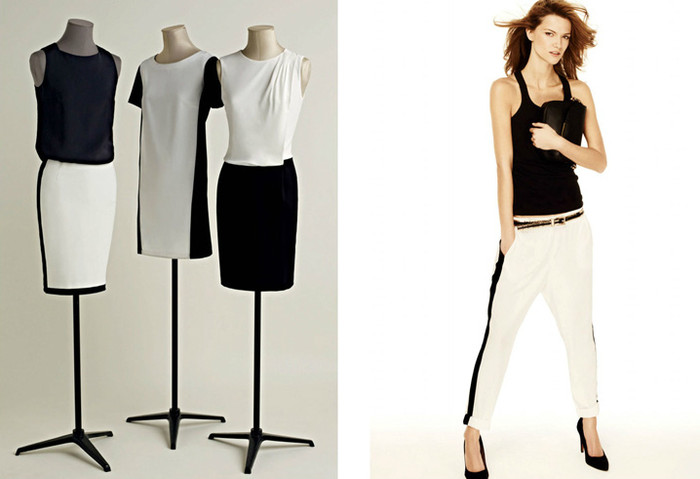 Áo ba lỗ mặc cùng quần âu ống rộng gập gấu màu trắng pha đen và điệu đà cùng giày cao gót, ví cầm tay khiến diện mạo của bạn đẹp, độc và cuốn hút.