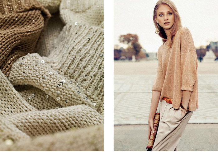 Các loại áo đa dạng kiểu dáng, từ Blouses, sơ mi, áo thun, váy, quần jeans, quần ngố, áo bơi, áo khoác và hàng dệt kim Hosiery... Mango sử dụng chất liệu đa dạng từ jean, thun, kaki cho đến taffeta, voan, lụa...