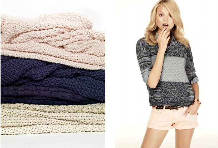 Những mẫu áo len đơn giản với cách phối màu hiệu quả cũng được kết hợp đầy ngẫu hứng và sáng tạo cùng quần soóc tông màu sáng.