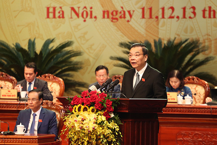 Ông Chu Ngọc Anh báo cáo kết quả Hội nghị lần thứ nhất Ban Chấp hành Đảng bộ thành phố khoá XVII. Ảnh: Hanoi.gov.vn Ông Chu Ngọc Anh báo cáo kết quả Hội nghị lần thứ nhất Ban Chấp hành Đảng bộ thành phố khoá XVII. Ảnh: Hanoi.gov.vn