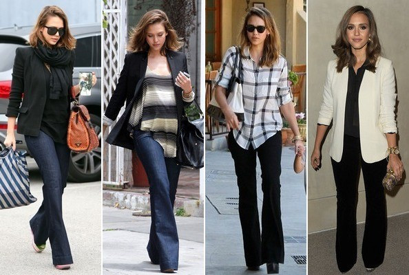 3. Quần jeans ống loe: Kiểu thời trang thập niên 70 này được rất nhiều Sao ưa chuộng bởi nó ăn gian được chiều cao đáng kể. Jessica Alba cũng không bỏ ngoài xu hướng này, cô nàng diện hàng loạt những chiếc quần kiểu dáng này kết hợp với áo sơ mi hay vest đều cực thời trang. Rất nhiều người đã học theo cách làm đẹp của kiều nữ này, tuy đơn giản nhưng rất hiệu quả để tạo vẻ bề ngoài quyến rũ cho mình. 3. Quần jeans ống loe: Kiểu thời trang thập niên 70 này được rất nhiều Sao ưa chuộng bởi nó ăn gian được chiều cao đáng kể. Jessica Alba cũng không bỏ ngoài xu hướng này, cô nàng diện hàng loạt những chiếc quần kiểu dáng này kết hợp với áo sơ mi hay vest đều cực thời trang. Rất nhiều người đã học theo cách làm đẹp của kiều nữ này, tuy đơn giản nhưng rất hiệu quả để tạo vẻ bề ngoài quyến rũ cho mình.
