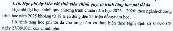 Học phí năm học 2025 - 2026 của Đại học Kinh tế Quốc dân. Ảnh chụp màn hình. Học phí năm học 2025 - 2026 của Đại học Kinh tế Quốc dân. Ảnh chụp màn hình.