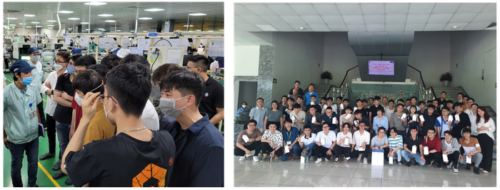 Sinh viên tham quan môi trường làm việc tại Công ty trách nhiệm hữu hạn Ace Antenna. Ảnh: NVCC. 2.png