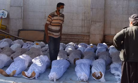 Bức ảnh được phe nổi dậy Syria đưa lên mạng tố phe Assad sử dụng chất độc thần kinh tại ngoại ô Damascus sáng hôm nay.