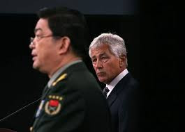 Bộ trưởng Quốc phòng Mỹ Chuck Hagel và người đồng cấp Trung Quốc Thường Vạn Toàn trong cuộc họp báo sau hội đàm. Bộ trưởng Quốc phòng Mỹ Chuck Hagel và người đồng cấp Trung Quốc Thường Vạn Toàn trong cuộc họp báo sau hội đàm.