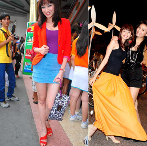 Trúc Diễm được khen có gu thời trang khá tốt, nhưng vì quá chuộng colorblock mà cô đã vội vàng kết hợp sai lầm trang phục. Trúc Diễm được khen có gu thời trang khá tốt, nhưng vì quá chuộng colorblock mà cô đã vội vàng kết hợp sai lầm trang phục.