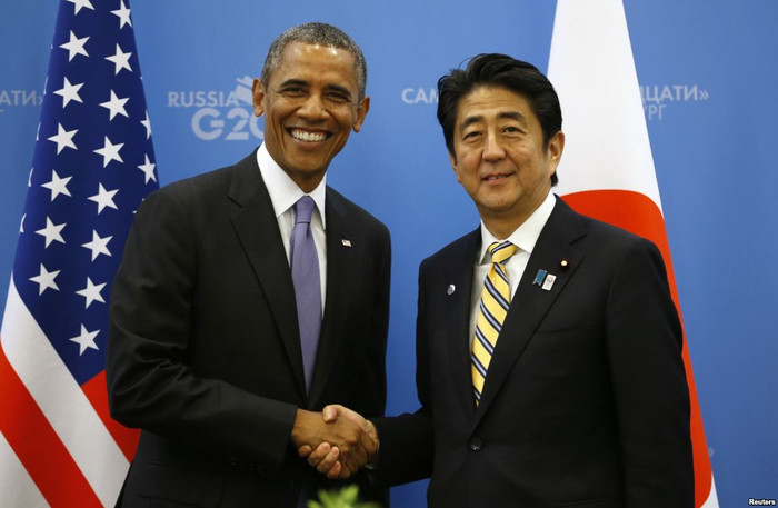 Tổng thống Mỹ Obama và Thủ tướng Nhật Bản Shinzo Abe. Tổng thống Mỹ Obama và Thủ tướng Nhật Bản Shinzo Abe.