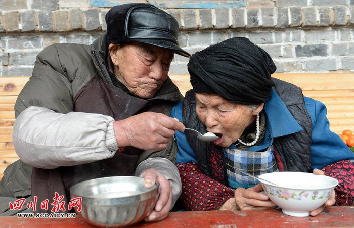 Cụ ông chăm cụ bà. Cụ ông chăm cụ bà.