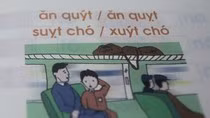 Những ví dụ không phù hợp được Giáo sư Hồ Ngọc Đại đưa vào sách Tiếng Việt lớp 1 Công nghệ giáo dục để dạy trẻ nhỏ. Ảnh chụp từ sách